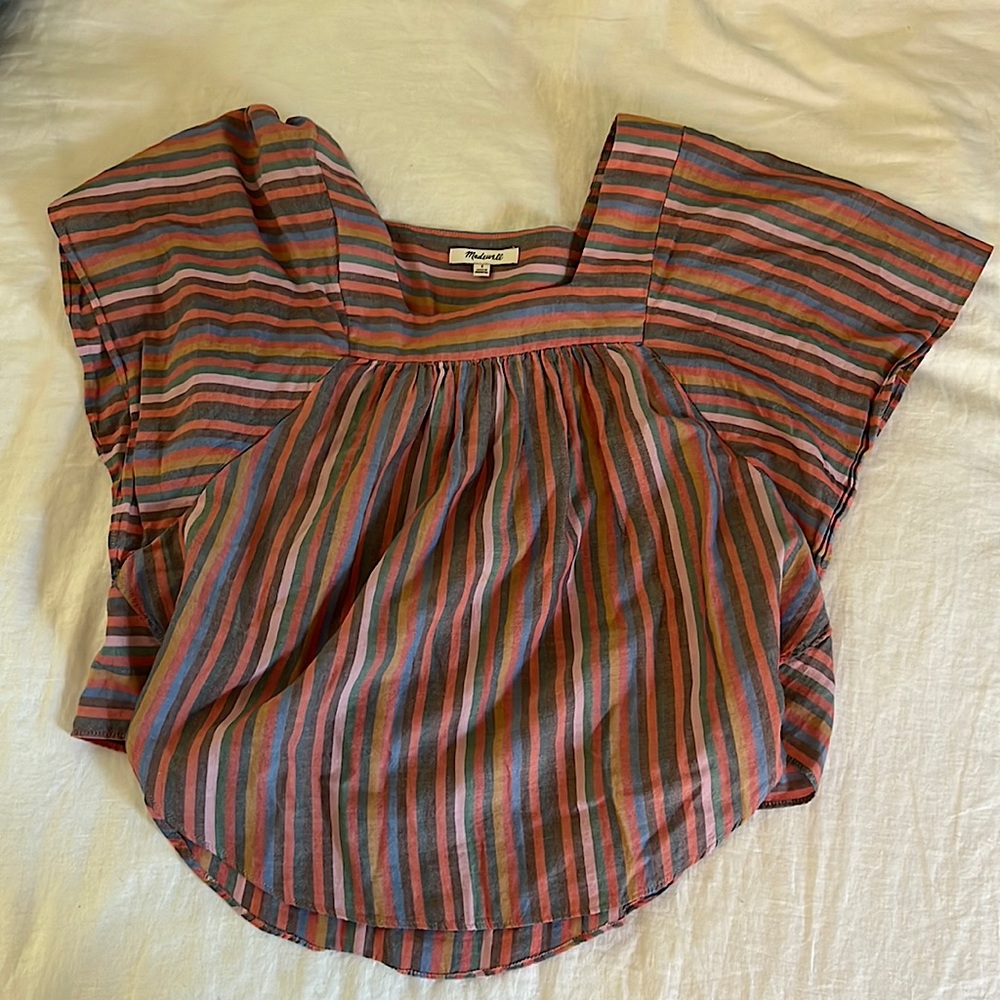 Pink rainbow shirt size S Madewell square neck
